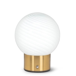 ABBOTT |Swirl Glass Ball Led Lamp- 6.5"h- In White