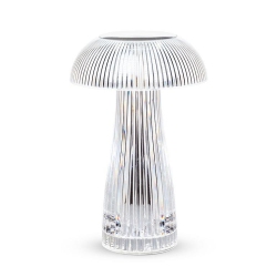 ABBOTT Rib Mushroom Led Table Lamp – 9" Rechargeable Dimmable Light \w Touch Control, Acrylic Shade – Modern USB-Powered Accent for Desk Or