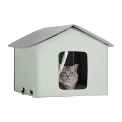 VEVOR 600D Heated Cat House, Outdoor Kitty Shelter \w Adjustable Temperature And Timer, Oxford Cloth Cat Shelter \w Heated Pad for Winter to Stay