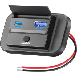 THE WAY 12V USB Outlet Surface Mount Lightweight Pd USB C 30W And Qc 3.0 18W USB 12 V USB Cigarette Lighter Replacement Charger Socket Panel \w Button