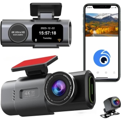 THE WAY Dash Cam Front And Rear Car Camera 4K+1080P Dual Dash Cam With 1.5 Inch Display-G Sensor, App Control, Gps Tracker, Supports Up to 256GB