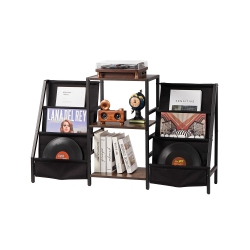 VEVOR Record Player Stand, 3 Tiers Metal Vinyl Record Stand, Holds Up to 280 Albums, Turntable Stand \w Record Holder Vinyl Display Shelf, Wooden