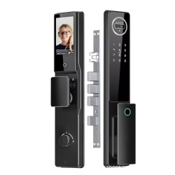 THE WAY Tuya Fingerprint Lock 3D Fully Automatic Face Recognition Cat Eye Can Actively Talk to The Home Security Door Electronic Smart Lock In Black