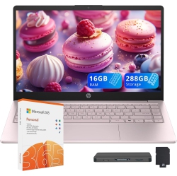 HP Stream 14" HD Laptop, Intel Processor N150, 288GB Storage (128GB Ufs+160GB Docking Station Set), 16GB Ram, Intel Graphics, Year Office 365