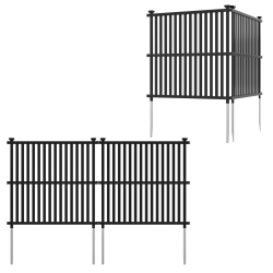 COSTWAY 2/4 PCs Air Conditioner Fence Panels With Metal Ground Stakes No Dig Trash Can Enclosure In Black
