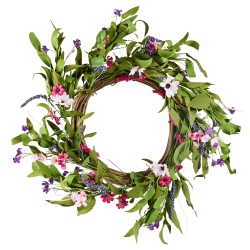 VEVOR 22 In Artificial Decorative Wreath Green, Decorated \w Daisies, Babysbreath, Buds, Year Round Wreath for All Seasons Indoor And Outdoor Home