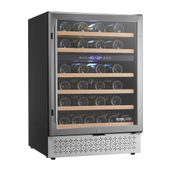VEVOR 46 Bottle Wine Cooler, Dual Zone Wine Fridge, Built-In & Freestanding Fridge \w Glass Door, Adjustable Shelves, Digital Temperature Control