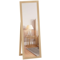 HOMCOM 58" X 20" Full Length Mirror With Frame, Floor Standing Mirror, Rectangular Full Body Mirror for Bedroom, Living Room, Oak