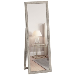 HOMCOM 58" X 20" Full Length Mirror With Frame, Floor Standing Mirror, Rectangular Full Body Mirror for Bedroom, Living Room Wood Grain In Grey