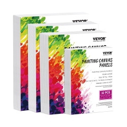 VEVOR 32 Pack Canvas Boards for Painting, White Painting Canvases Set - 5X7, 8X10, 9X12, 11X14 Panels for Acrylic And Oil Painting, Watercolor, Paint