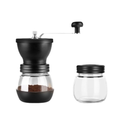 THE WAY Manual Coffee Bean Grinder Hand-Cranked Coffee Machine Glass Body Coffee Bean Grinder Hand-Cranked Coffee Bean Grinder (Double Bearing +