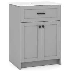 COSTWAY Bathroom Vanity Unit With Basin Under Sink Bathroom Storage Cabinet Freestanding