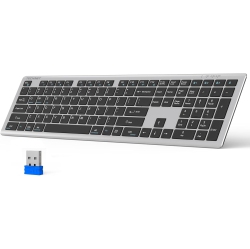 TECKNET Bluetooth Wireless Keyboard – 4-Device Multi-Connection, Rechargeable, Ultra Slim, Quiet Typing, 15M Range, 110 Keys, 12 Multimedia Keys
