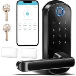 SAMTECHT Smart Lock \w Handle, Smart Electronic Lock \w Handle, Digital Fingerprint Door Lock, Keypad Keyless Entry Door Lock, Door Knob, Door Lever