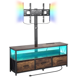 VEVOR 52" Tv Stand \w Mount for Up to 75 In Tvs, Entertainment Center \w Power Outlet & Led Lights, Height Adjustable Tv Console \w Mount \w 3