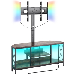 VEVOR 45" Tv Stand \w Mount for Up to 75 In Tvs, Entertainment Center \w Power Outlet & Led Lights, Height Adjustable Tv Console \w Mount \w 3 Tiers