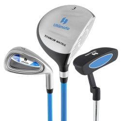 COSTWAY Ultimate Junior Golf Club Set for Children Includes 165Cc #3 Fairway Wood & #7 Iron Blue/pink