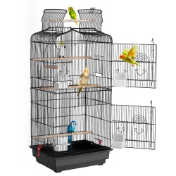 VEVOR 41-Inch Open Top Large Parrot Bird Cage, Hanging Bird Cage for Parakeets Finches Canaries Lovebirds Cockatiels Budgies Small Quaker Conures