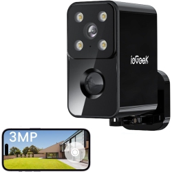 IEGEEK Outdoor Camera Wireless Home Security Cameras Pan Rotating 180°, 2K Battery Powered Wifi Security Camera \w Ai Motion Detection, Color Night