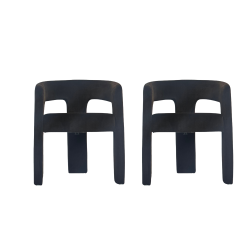 KOSSMAI Set Of 2 Modern Barrel Accent Dining Chair Upholstered Curved Back Armchair \w 3-Leg Velvet Fabric for Living Room, Bedroom, Dining Or