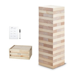VEVOR 60 Blocks Giant Tumble Tower Blocks Game, Pine Wood Tumbling Tower Game \w Storage Crate And Scoreboard, Wooden Stacking Game, Tumble Tower