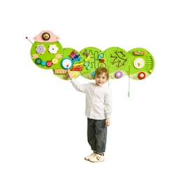 VEVOR 12 Activities Caterpillar Activity Wall Busy Board Panels, Montessori Sensory Wall Toy for Kids 3-12 Years, Montessori Learning Activity