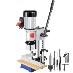 VEVOR 3/4 HP 3400Rpm Powermatic Woodworking Mortiser \w Chisel Bit Sets, Benchtop Mortising Machine, for Making Round Holes Square Holes, Or Special
