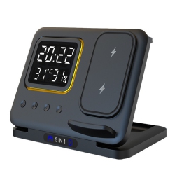 MYACUC Foldable Wireless Charging Station With Clock Wireless Charger Fast Charging Cell Phone Holder
