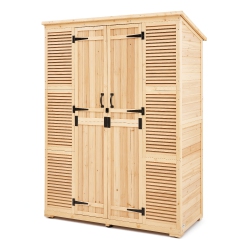 VEVOR 58"x78" Outdoor Storage Shed, Oversize Wooden Storage Cabinet \w Waterproof Roof And Metal Frame, Double Lockable Doors Storage House Cabinet
