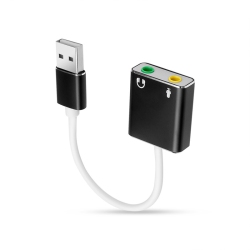 THE WAY USB Sound Card With Cable, Notebook Aluminum Alloy 7.1USB External Independent Sound Card, Support Interface Driver-Free (Black)