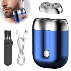 MYACUC Mini Dual Head Electric Shaver, Portable Waterproof Pocket Shaver With Magnetic Head, USB Charging, Suitable for Travel And Home Use - In Blue