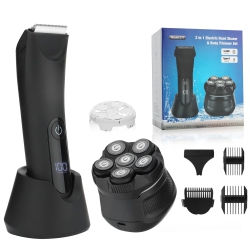 MYACUC Men's Body Hair Trimmer And Head Shaver, Portable Electric Shaver Set for Travel And Home Use