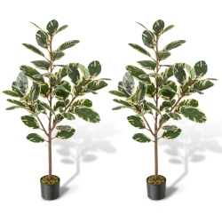 GYMAX 4.3 Ft Artificial Bird Of Paradise Plant 2 Pack Fake Banana Leaf Potted Tree