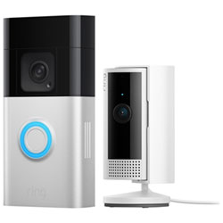 Ring Essential Security Set with Battery Doorbell & Indoor IP Camera - Satin Nickel