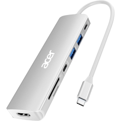 ACER USB C Hub 7-In-1 - 4K HDMI Adapter, 100W Pd Fast Charging, 5GBps USB 3.0 Ports, Sd Card Reader, Type-C for Ipad Pro, Macbook, Dell Xps