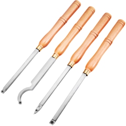 VEVOR 4 PCs Set Wood Turning Tools for Lathe, Carbide Lathe Tools \w Diamond Shape, Round, Square Cutters, Turning Lathe Chisels \w Comfortable Grip