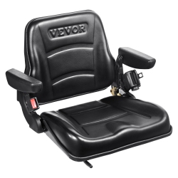 VEVOR 6.3-13.4 Inch Universal Forklift Seat, Fold Down Tractor Seat \w Adjustable Angle Back, Micro Switch, Seatbelt And Armrests, Slot Tractor Seat
