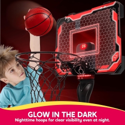 PETGINHOME Basketball Hoop for Kids, Mini Indoor Basketball Hoop With 4 Balls Indoor Basketball Toys for 6 -14 Year Old Sport Toys Gift In Red