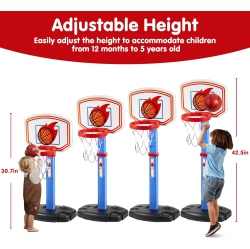 PETGINHOME Toddler Basketball Arcade Game Set Air Pump Included, Adjustable Basketball Goal \w 4 Balls for Kids Indoor Outdoor, Carnival Games, Gift