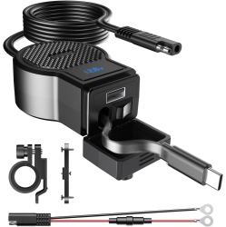 THE WAY Motorcycle Phone Charger 72W Dual USB Charger Qc4.0 \w 12V Motorcycle USB Port Waterproof, Motorcycle Accessories for Tablet Gps [72W] Type-C