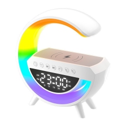 THE WAY G-Type Wireless Charging Speaker Clock Alarm Led Table Lamp Integrated Color Environmental Protection Lamp Suitable for Bedroom, Office And