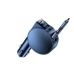 THE WAY Retractable Cable Car Charger Super Fast Charging 60W Digital Display Multifunctional Three-In-One Car Cigarette Lighter Charger[Super Fast