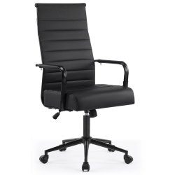 U-HOMY Executive Office Chair - Ergonomic High-Back Leather Desk Chair \w Adjustable Height, Swivel & Wheels, Ribbed Design for Home & Conference