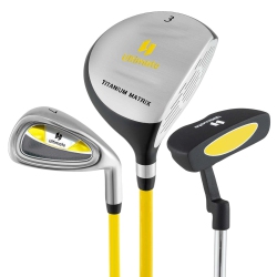 COSTWAY Ultimate Junior Golf Club Set for Children Includes 165Cc #3 Fairway Wood & #7 Iron Green/yellow