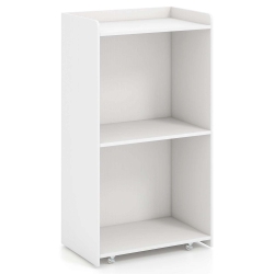 COSTWAY 41" Presentation Podium With 2 Storage Shelves Laptop Computer Cart 4 Casters Black/white