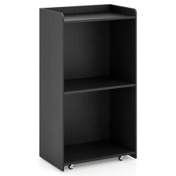 COSTWAY 41" Presentation Podium With 2 Storage Shelves Laptop Computer Cart 4 Casters Black/white