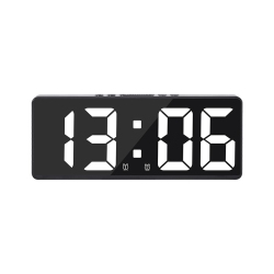 THE WAY New Multi-Function Led Alarm Clock, Small Alarm Clock for Student Dormitory, Temperature Date Display Multiple Alarm Clocks, Black Shell And