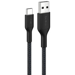 Belkin BoostCharge Pro 1m (3.3 ft.) Braided USB-A/USB-C Cable - White