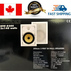 IMAGE In Wall/ceiling Speaker 200Mm/8 2-Way Speaker, 2 140 Watts, Hiw820S