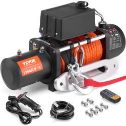 VEVOR 13, 500 Lb Electric Winch, 12V Dc Truck Winch \w 桅3/8 In X 80 Ft Synthetic Rope Aluminum Fairlead Wireless & Wired Remote Control, Ip55